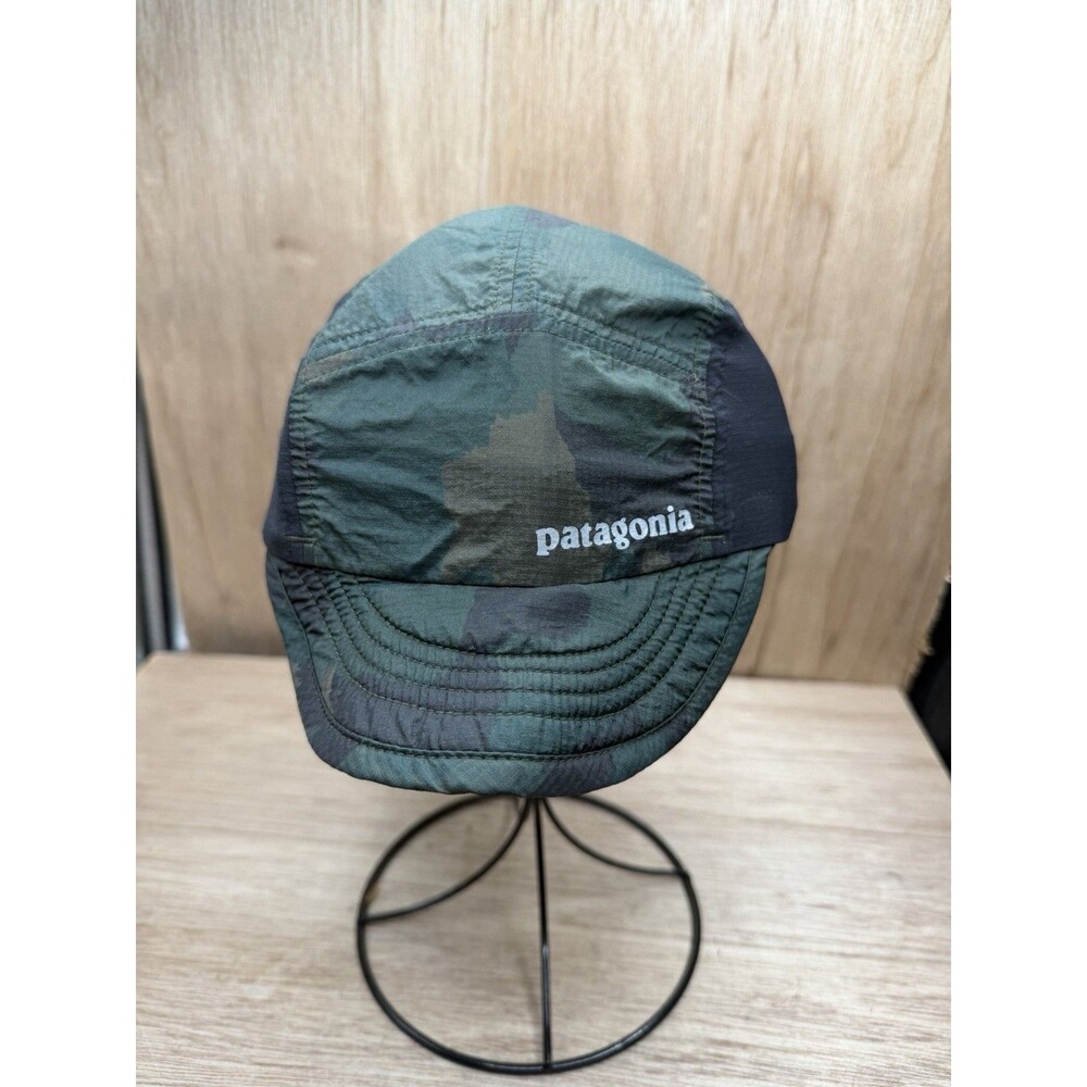 Patagonia Airdini Duckbill Running Hat 5 Panel Size Small  Green Camo Packable